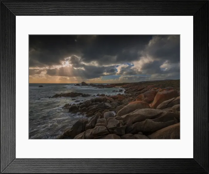 Framed Print : Coastal view of the docks, west coastline of Flinders Island, Bass Strait, Tasmania, Australia Framed Print : Coastal view of the docks, west coastline of Flinders Island, Bass Strait, Tasmania, Australia