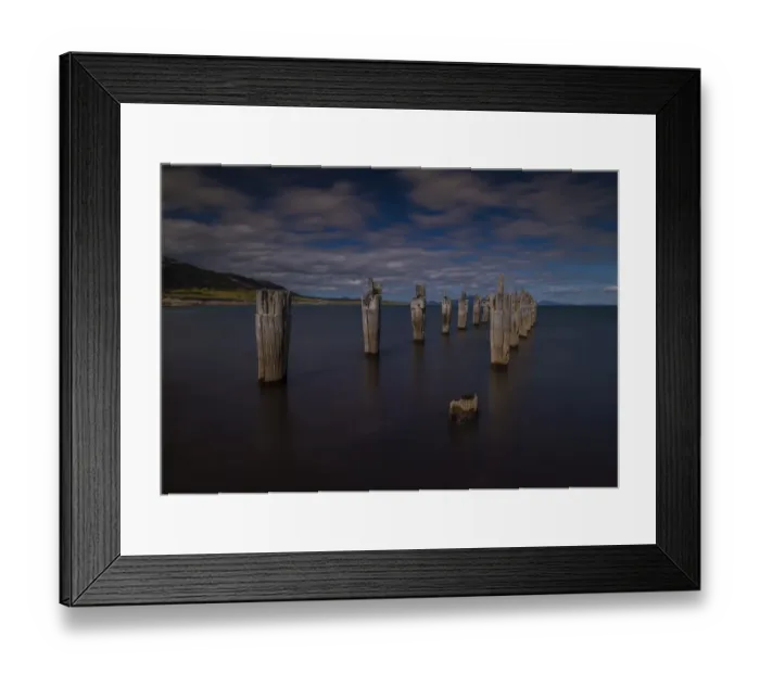 Framed Print : Old derelict pier at Lillies beach, on the coastline of Sawyers bay, Flinders Island, Bass Strait, Tasmania, Australia