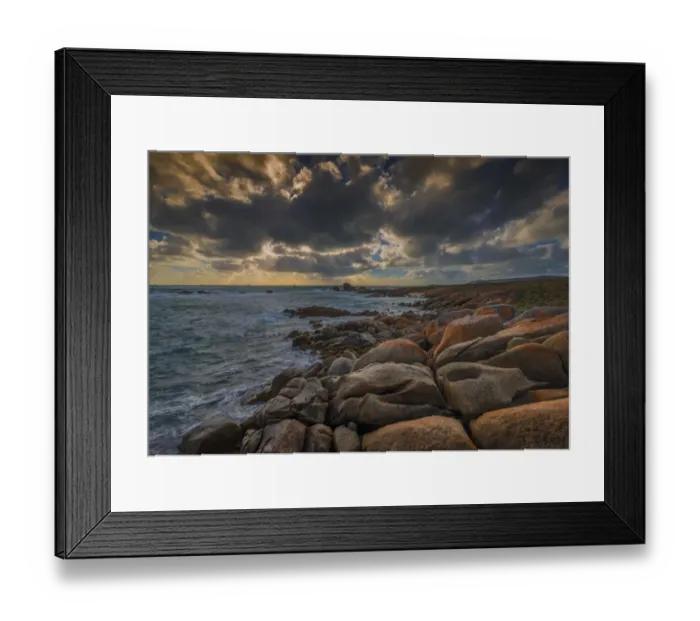Framed Print : Coastal view of the docks, west coastline of Flinders Island, Bass Strait, Tasmania, Australia Framed Print : Coastal view of the docks, west coastline of Flinders Island, Bass Strait, Tasmania, Australia