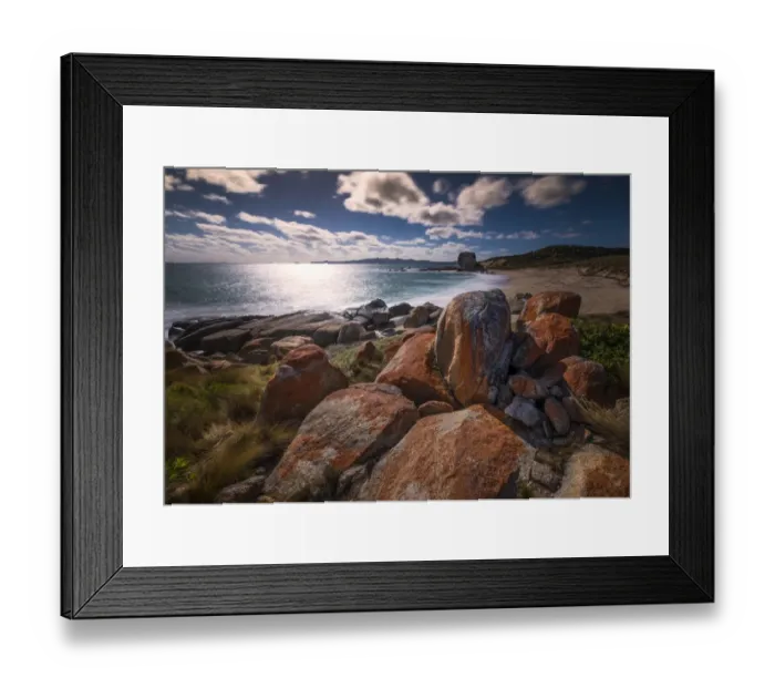 Framed Print : Back light at Marshall bay, west coastline of Flinders Island, Bass Strait, Tasmania, Australia Framed Print : Back light at Marshall bay, west coastline of Flinders Island, Bass Strait, Tasmania, Australia
