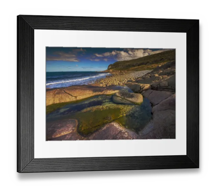Framed Print : A view of Egg beach on the west coastline of Flinders Island, Bass Strait, Tasmania, Australia