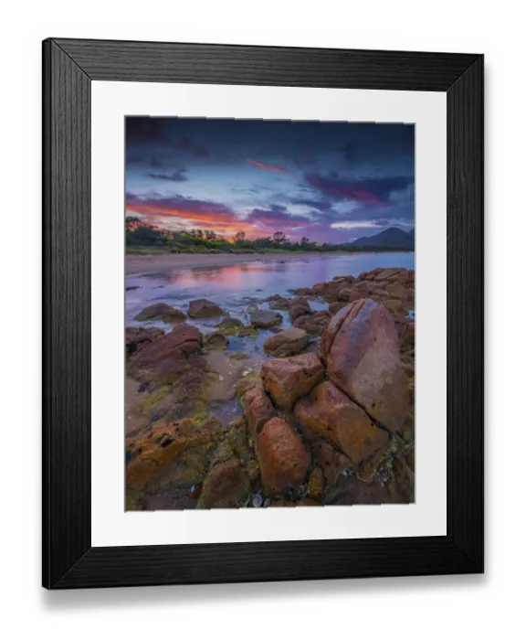 Framed Print : Early morning light in Coles Bay, Freycinet National Park, east coastline of Tasmania