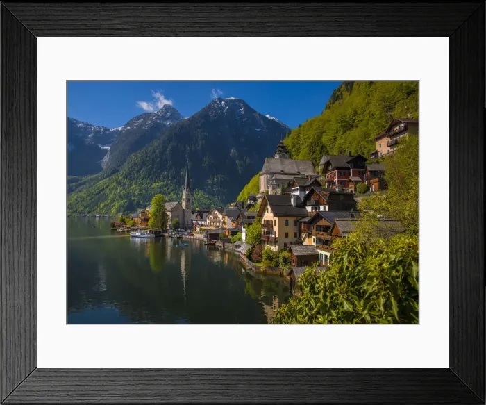 Framed Print : Lake Hallstatt and views of the beautiful historic village, in the mountainous region of Salzkammergut, Austria Framed Print : Lake Hallstatt and views of the beautiful historic village, in the mountainous region of Salzkammergut, Austria