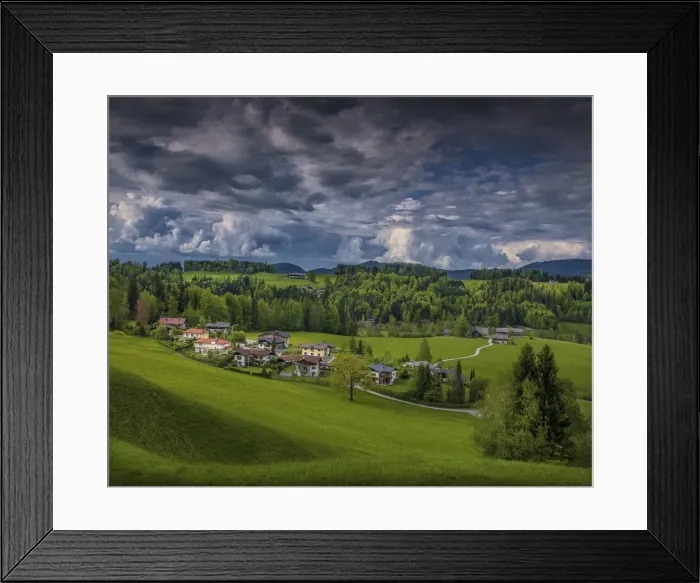 Framed Print : Scenic views around the alpine area of St. Gilgen, a village by the Wolfgangsee in the Austrian state of Salzburg Austria