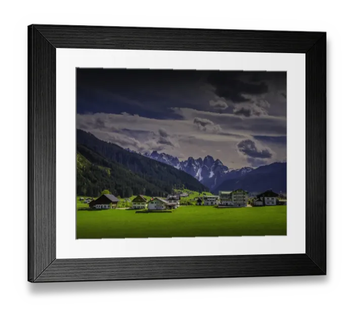 Framed Print : A mountain village in the meadows of central Austria Framed Print : A mountain village in the meadows of central Austria