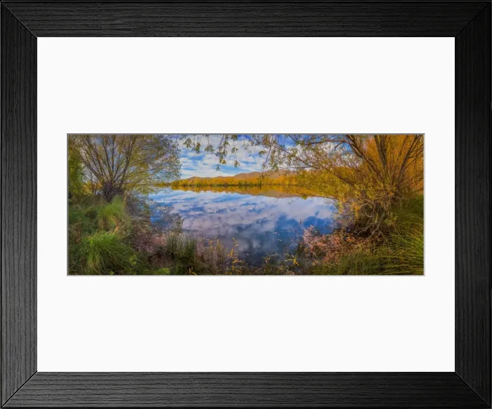 Framed Print : Autumn colours on lake Twizel, south island, New Zealand