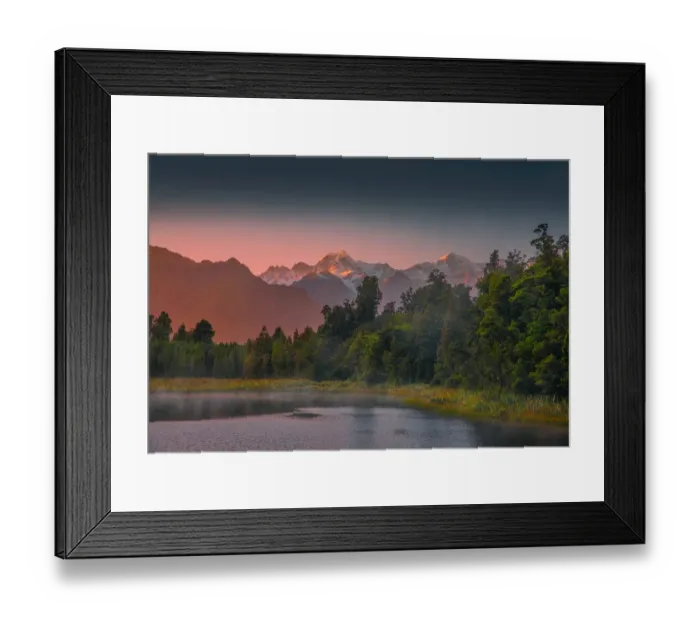 Framed Print : Dawn at lake Matheson, south island, New Zealand Framed Print : Dawn at lake Matheson, south island, New Zealand