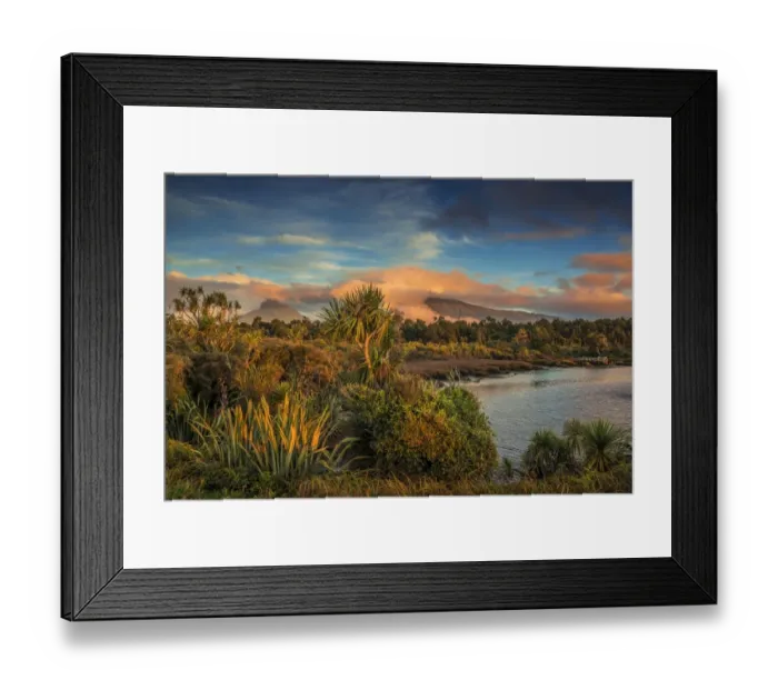 Framed Print : Okuru river at dusk, south island, New Zealand Framed Print : Okuru river at dusk, south island, New Zealand