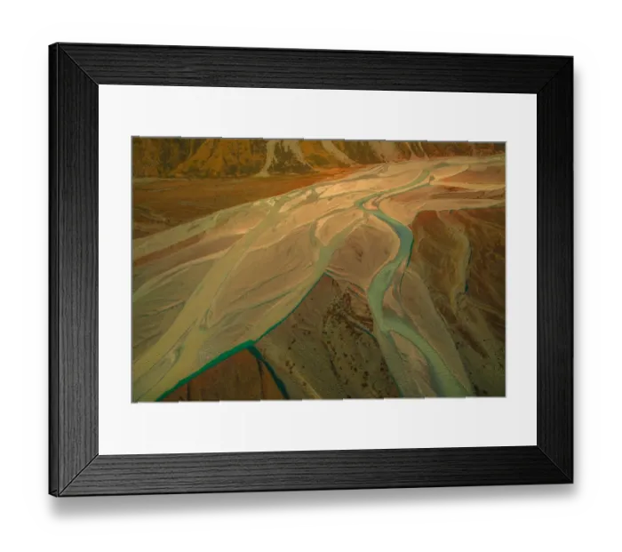 Framed Print : Hooker river Aerial, Mount-cook Aoraki National Park, south island, New Zealand