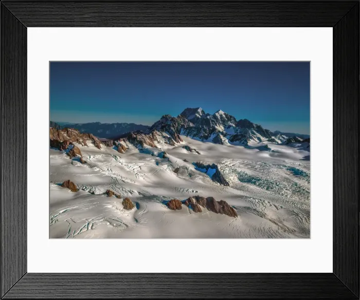 Framed Print : Aerial view of the Mount Cook Aoraki National Park, south Island of New Zealand