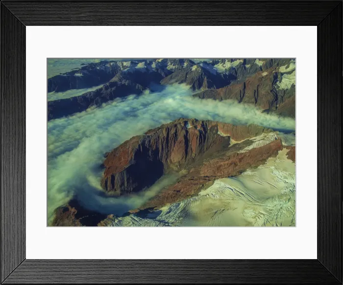 Framed Print : Aerial view of the Mount Cook Aoraki National Park, south Island of New Zealand