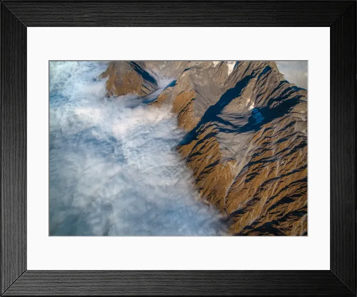 Framed Print : Aerial view of the Mount Cook Aoraki National Park, south Island of New Zealand