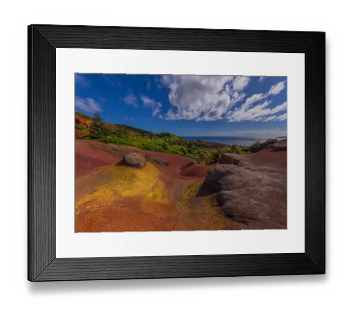 Framed Print : The rich red and ochre hues of the scarred landscape on Phillip island, situated just off Norfolk Island, south pacific ocean Framed Print : The rich red and ochre hues of the scarred landscape on Phillip island, situated just off Norfolk Island, south pacific ocean