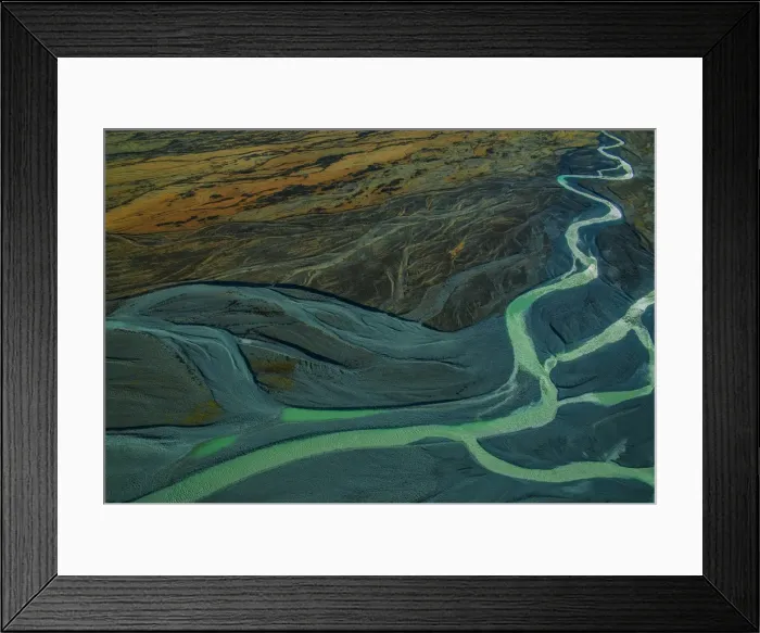 Framed Print : Tasman Glacial river Aerial View Framed Print : Tasman Glacial river Aerial View