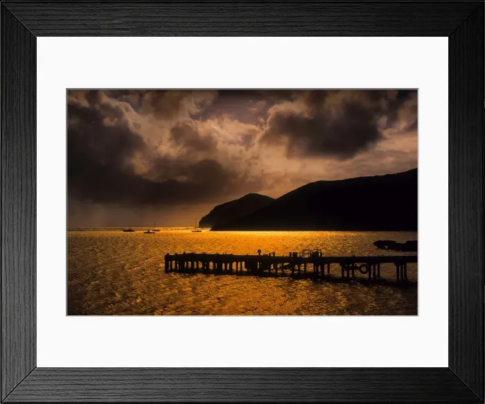 Framed Print : Golden light across the lagoon on Lord Howe Island