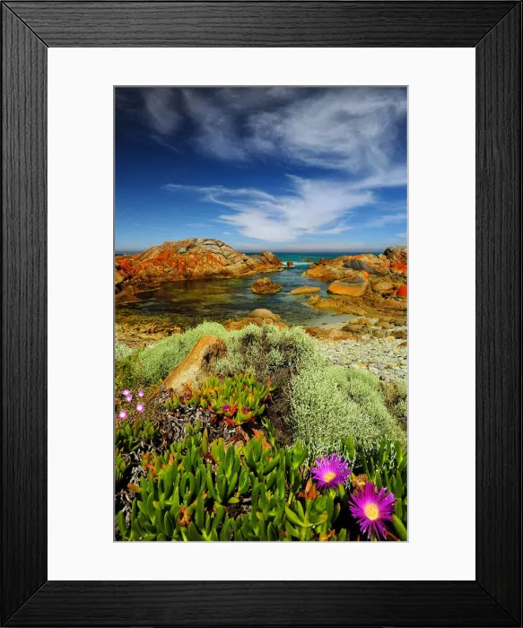 Framed Print : Rocky coastline British Admiral beach, King Island Bass Strait, Tasmania, Australia