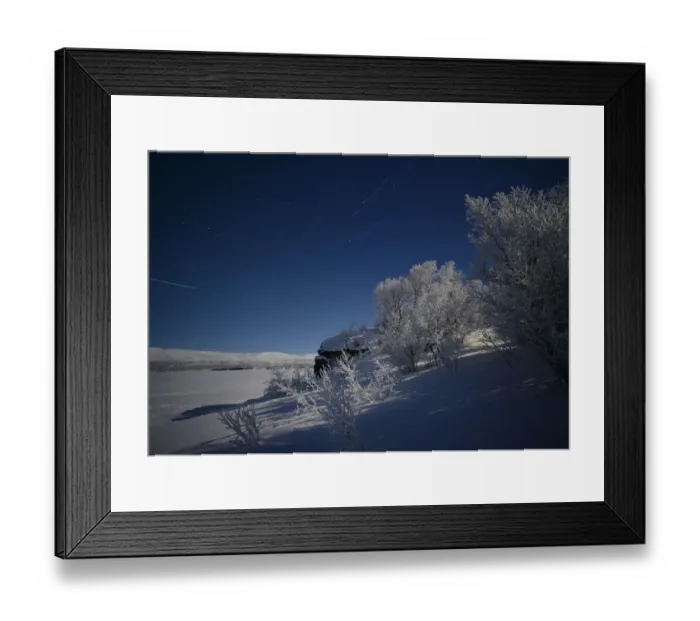 Framed Print : Evening light and startrails at Bjorkliden, Lapland, Sweden