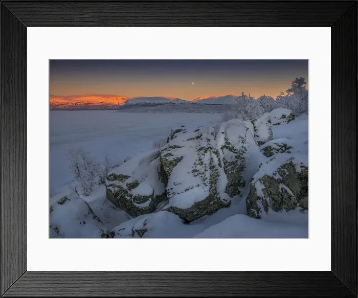 Framed Print : Dawn light sweeps across the landscape at Bjorkliden, Lapland, Sweden
