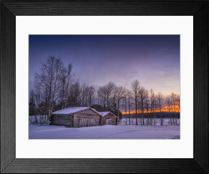 Framed Print : Approaching Dusk in winter at Lassbyn, Lapland, Sweden