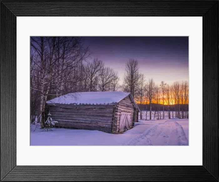 Framed Print : Approaching Dusk in winter at Lassbyn, Lapland, Sweden