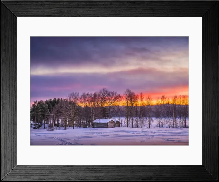 Framed Print : Approaching Dusk in winter at Lassbyn, Lapland, Sweden