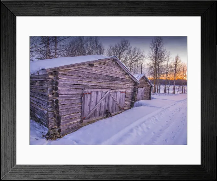 Framed Print : Approaching Dusk in winter at Lassbyn, Lapland, Sweden