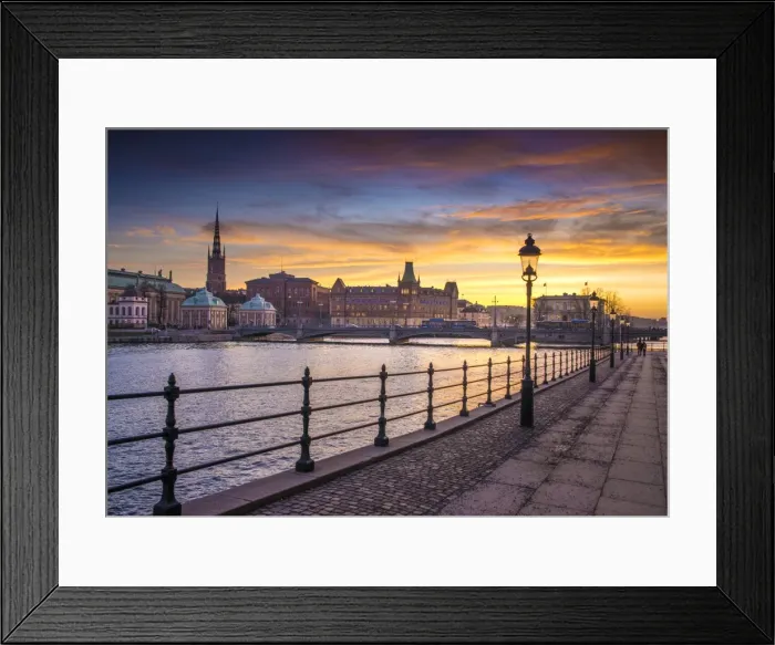Framed Print : Dusk light in Stockholm in winter, Sweden Framed Print : Dusk light in Stockholm in winter, Sweden