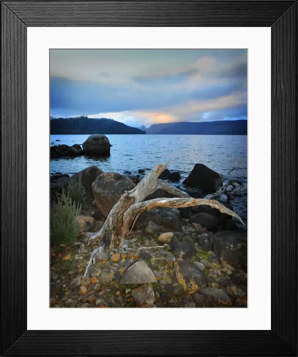 Framed Print : Lake St. Clair with views to the distant mountain range, Central Tasmania Framed Print : Lake St. Clair with views to the distant mountain range, Central Tasmania