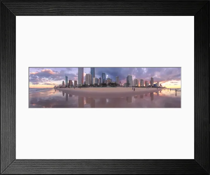 Framed Print : Surfers Paradise skyline at sunset with dramatic sky