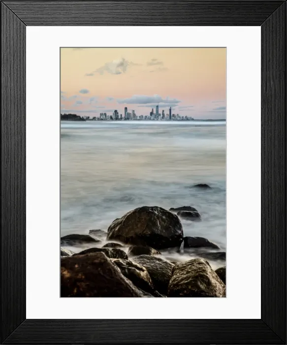 Framed Print : Gold Coast skyline at sunset