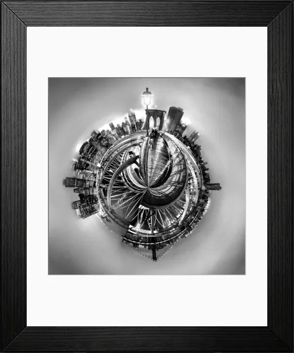 Framed Print : Manhattan spherical view in black and white Framed Print : Manhattan spherical view in black and white