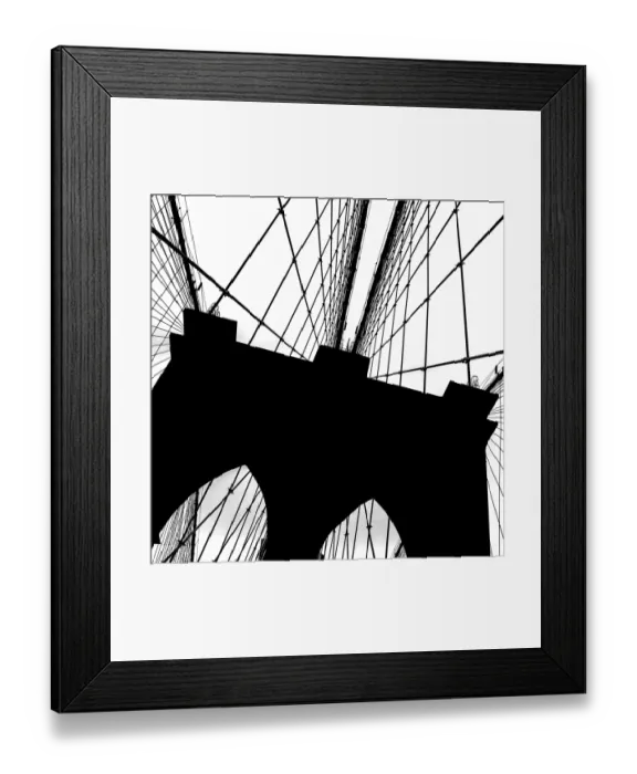 Framed Print : Brooklyn Bridge architecture in black and white