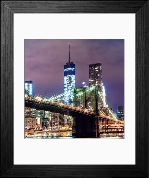 Framed Print : Brooklyn Bridge shining bright at dusk Framed Print : Brooklyn Bridge shining bright at dusk