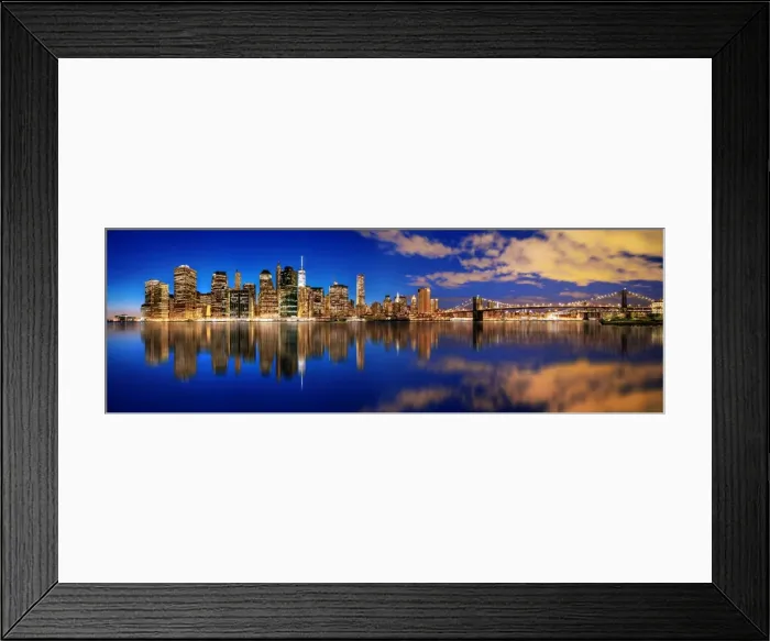 Framed Print : Manhattan skyline panorama at dusk