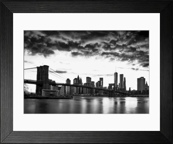 Framed Print : Dramatic clouds over the Manhattan skyline in black and white Framed Print : Dramatic clouds over the Manhattan skyline in black and white