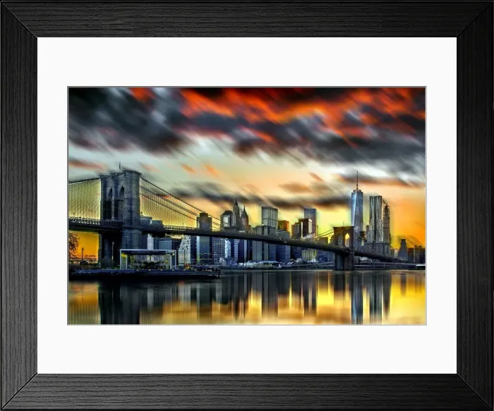 Framed Print : Dramatic sunset sky over the Manhattan skyline Framed Print : Dramatic sunset sky over the Manhattan skyline