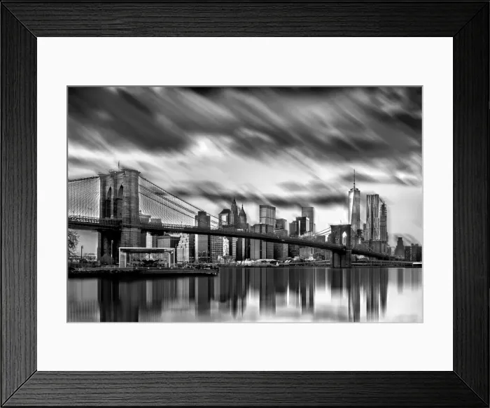 Framed Print : Dramatic clouds over the Manhattan skyline in black and white Framed Print : Dramatic clouds over the Manhattan skyline in black and white