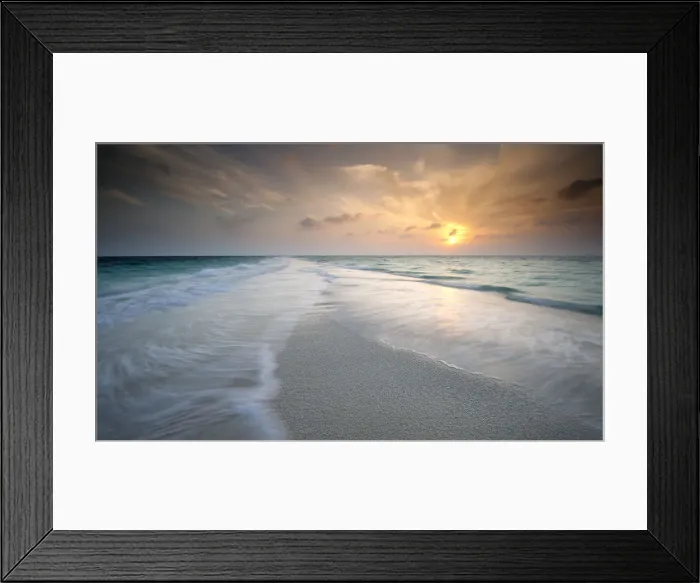 Framed Print : Tropical sunrise over beach