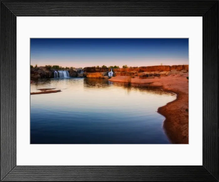 Framed Print : River waterfalls with red earth