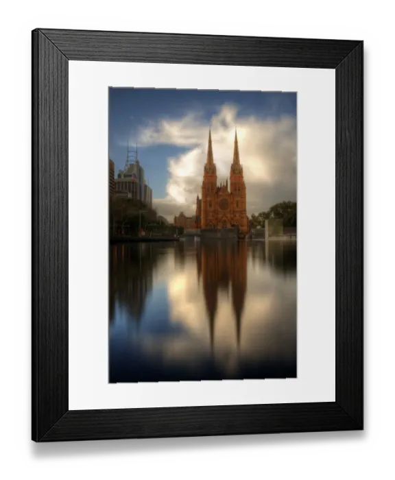 Framed Print : Sydney St Marys Cathedral reflection