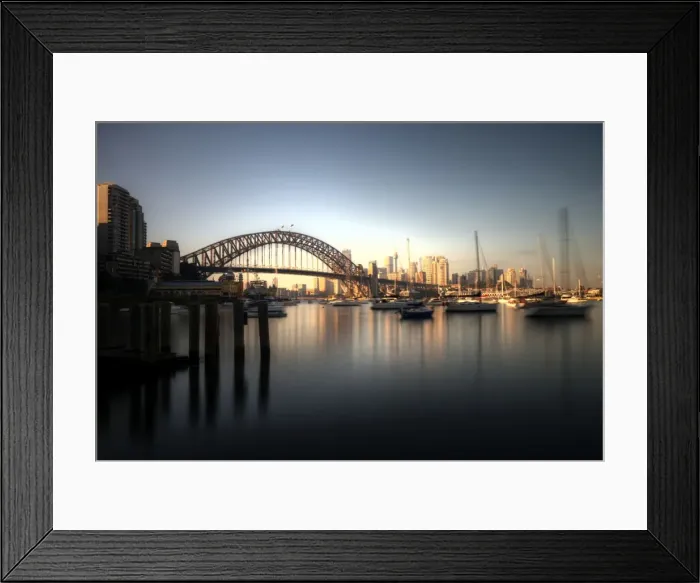 Framed Print : Sydney harbour bridge and city sunrise