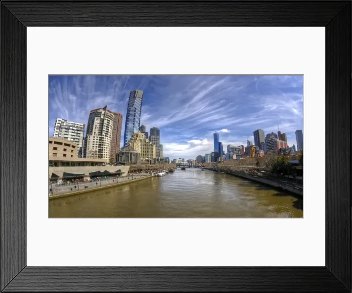 Framed Print : Fisheye view of Yarra river and central Melbourne Framed Print : Fisheye view of Yarra river and central Melbourne