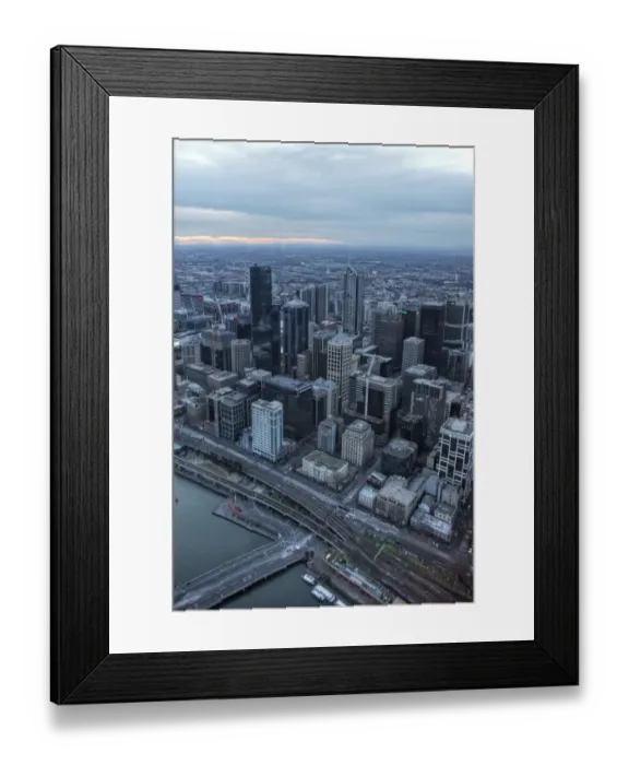 Framed Print : Melbourne city centre and Yarra river aerial view Framed Print : Melbourne city centre and Yarra river aerial view