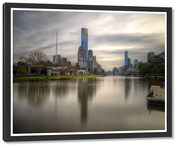 Melbourne Yarra river and city skyline at sunset