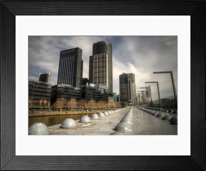 Framed Print : Melbourne Southbank view from Yarra footbridge Framed Print : Melbourne Southbank view from Yarra footbridge