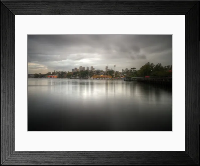 Framed Print : Dust at Mort Bay with Sydney skyline Framed Print : Dust at Mort Bay with Sydney skyline