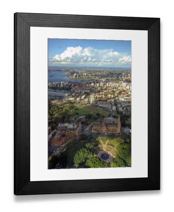 Framed Print : Aerial view of Saint Marys Cathedral and Sydney Framed Print : Aerial view of Saint Marys Cathedral and Sydney