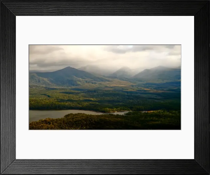 Framed Print : New River Lagoon and mountain peaks in clouds Framed Print : New River Lagoon and mountain peaks in clouds