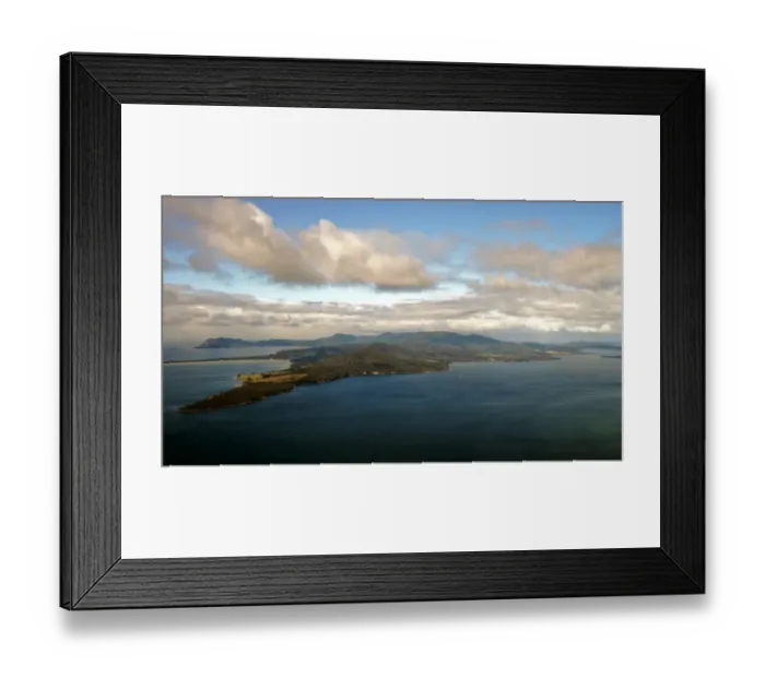Framed Print : Southern Hobart coastline and mountains
