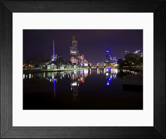 Framed Print : Melbourne night reflections